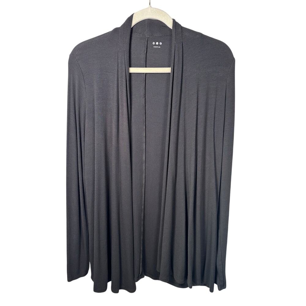 Three Dots Gray Open Front Long Sleeve Cardigan Women's Medium